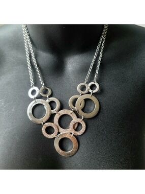 Fashion 12 Interlocked Ring Double Chain Necklace Vintage